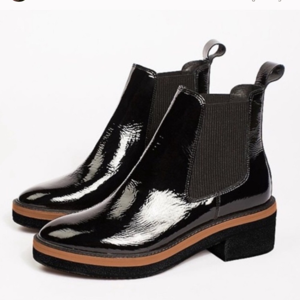 Free people Caleb patent leather bootie Chelsea sz 8